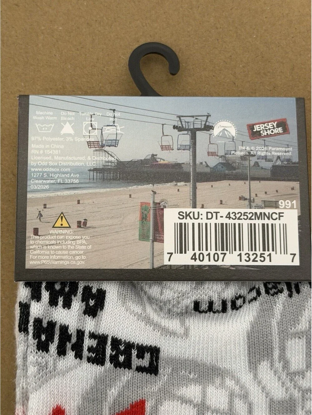 Mens Jersey Shore Crew Socks Size 6-12 White Grenade Free America